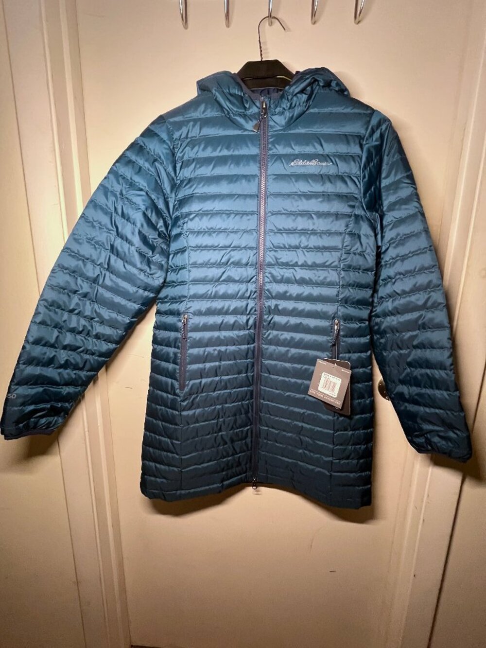 NWT Eddie Bauer 650 Teal Down Microlight Traveler Trench Women's Size S coat